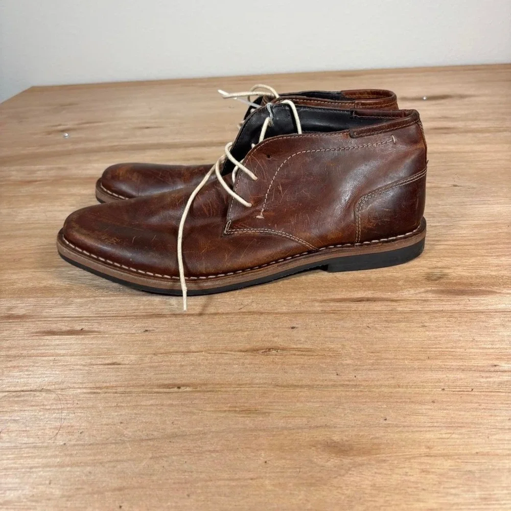Steve Madden P-IVON 982 Mens Wood Brown Leather Chukka Desert Boots Size 11